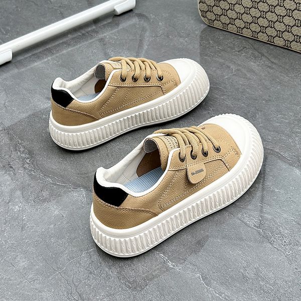 

fashion designer women casual shoes leather platform sneakers beige black white outdoor womens girls lace-up flat sports trainers