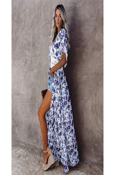 

party dresses 2021 summer new chiffon lace loose print long blouse beach sunscreen women039s cardigan2755021, White;black