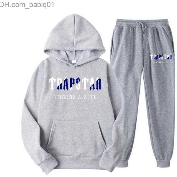

men's tracksuits new tracksuit men/women trapstar printed sportswear 15 colors warm loose hoodie sweatshirt +jogger pants two pieces se, Gray