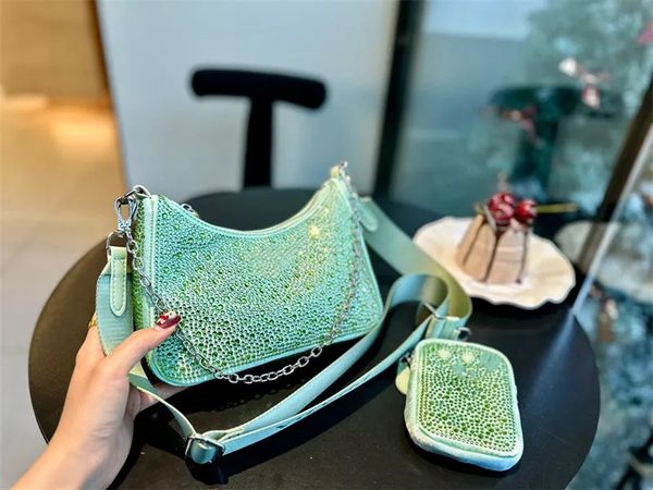 

designer luxury all diamond tote nylon canvas hobo bag women's shoulder bag breast bag women's chain tote bag