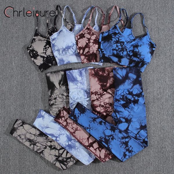 

yoga outfit chrleisure set women seamless tie dye fashion push up bra printing aesthetic fitness gym high waist female pants 230801