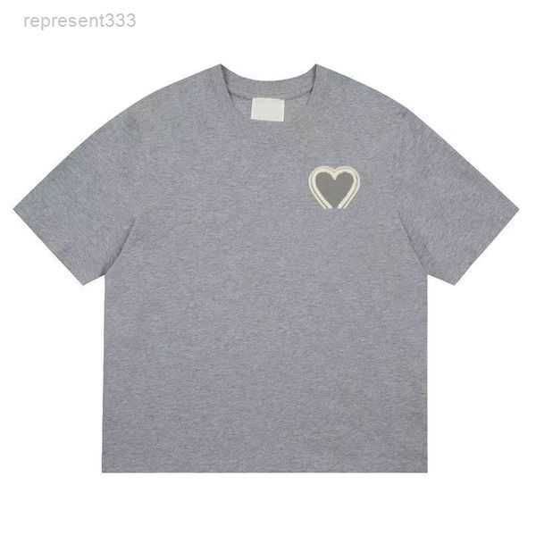 

21 colors mens t shirt shirts for men designer short sleeve amis embroidered red heart solid color big love round neck womens paris t-shirt, White;black