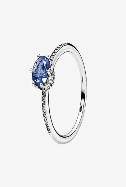 

new blue sparkling crown ring summer jewelry for 925 sterling silver wedding rings with original box for women6926912, Slivery;golden