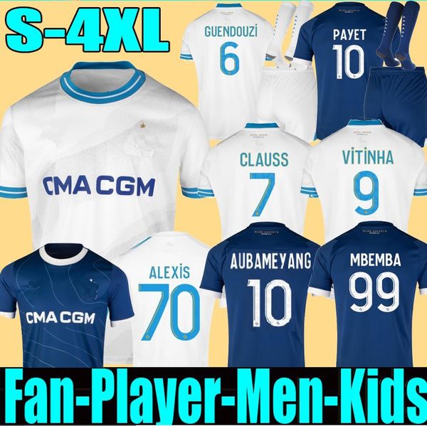 

s-4xl 23 24 soccer jerseys 2023 2024 marseilles maillot foot cuisance guendouzi alexis payet clauss aubameyang football shirts men kids vere, Black;yellow