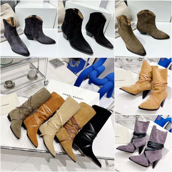 

women dahope suede cowboy boots designer autumn and winter fashion leather darizo sueded ankle boots classics retro high-quality dewina long, Black