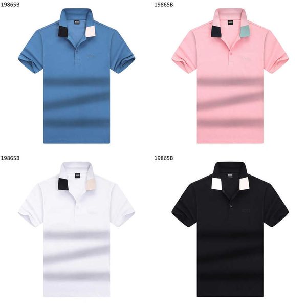 

2023 new boss men's business casual polo short sleeve polo shirt summer rib collar versatile t nz8d, White;black
