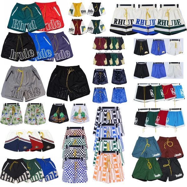 

designer shorts rhude shorts summer fashion beach pants men street wear red blue black purple pants mens short multiple styles us siize:s-xl, White;black