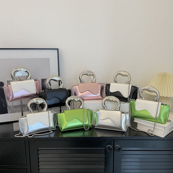 

new arrival designer future sense bag metallic purse y2k hobo bags shoulder sliver chain two-tone color 4 colors sweetie style shopping meta