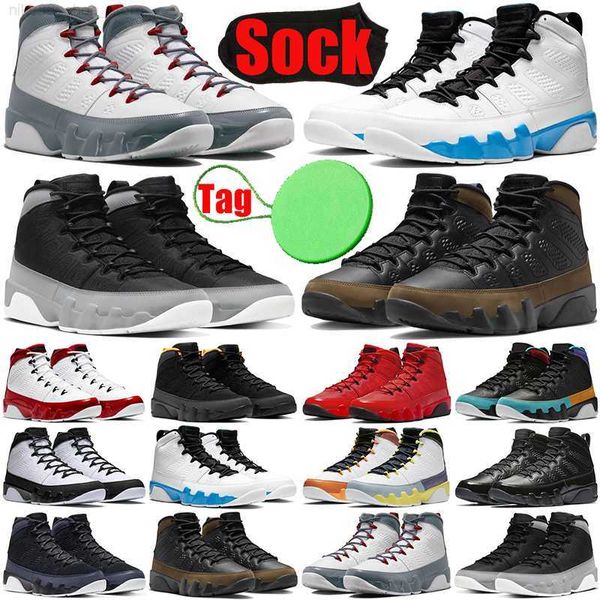 

light olive 9 9s mens basketball shoes countdown pack powder blue particle grey fire red change the chile world gym racer men trainers sport, Black