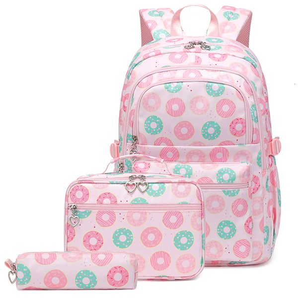 

school bags 3 pcs/set school bags for teenage girls waterproof children backpack schoolbag with pencil case lunchbox printed note bag 230801
