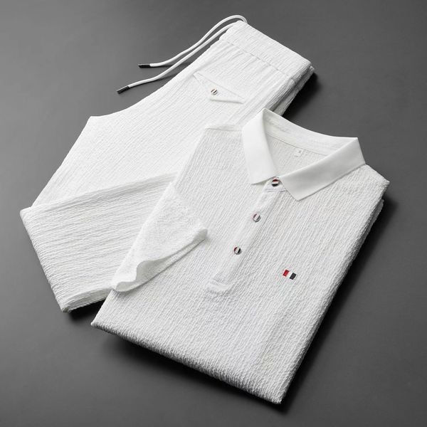 

men's tracksuits summer men's classic fashion solid color short sleeve twopiece set men's casual loose highquality sports sui, Gray