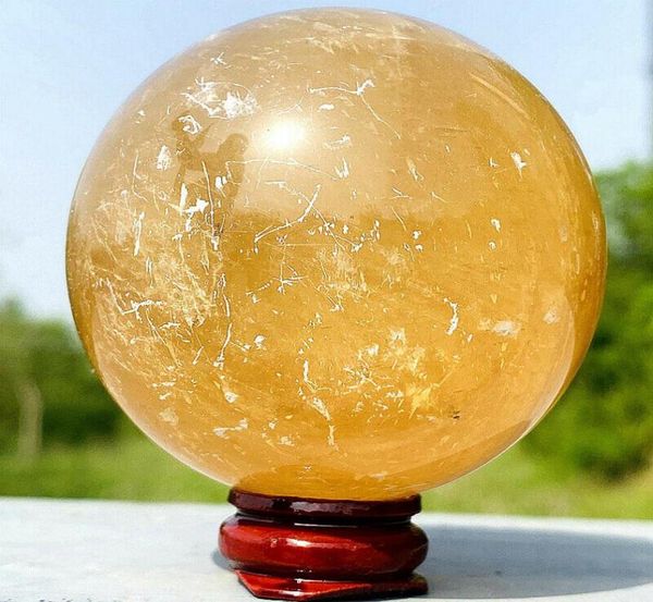 

yellow natural z calcite quartz crystal ball healing gem48357369337744