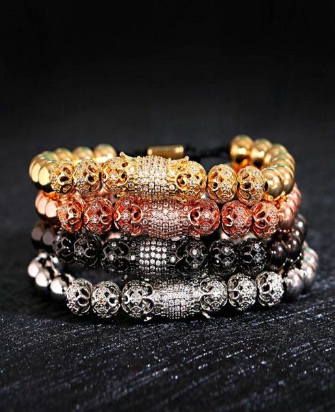 

classic men bracelet homme jewelry crown charms luxury macrame beads bracelets for women pulseira masculina feminina gifts6684262, Black