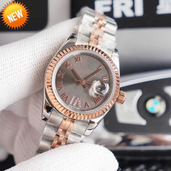 

watches with box ladies watch fully automatic mechanical 28mm stainless steel strap diamond wristwatch waterproof design montre de luxe wris, Slivery;black