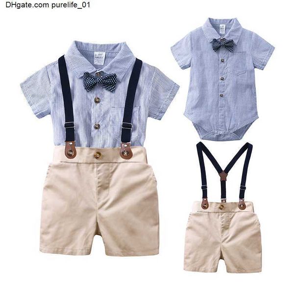 

sets for summer little boys baby rompers with bow shorts 2pcs kids outfits toddler gentleman formal clothes, White