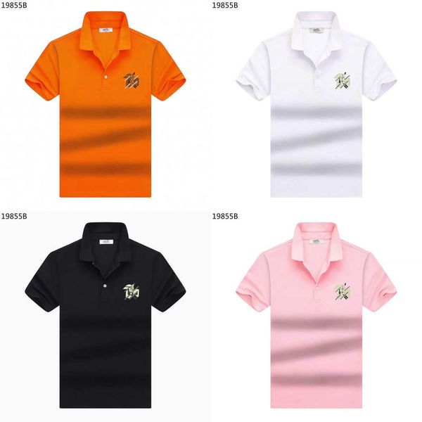 

2023 new short sleeve tshirt fashion business gentleman pure cotton polo shirt men's collar half casual kiwc, White;black