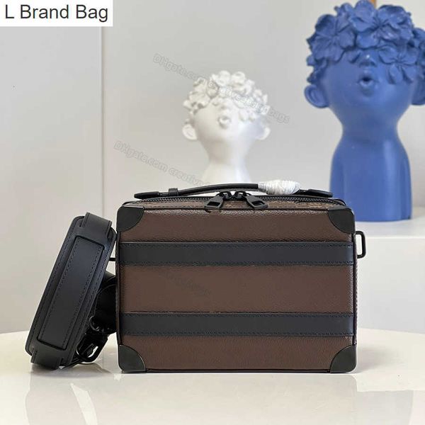 

l bag men shoulder bags handle soft trunk bag handle 45935 crossbody fashion casual tote messnage bag canvas leather check handbag hard case, Black