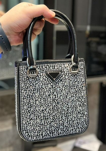 

tote bags designer rhinestone bags fashion mini bucket bag handle totes handbag crystal cross body shoulder bags women designer triangle sig