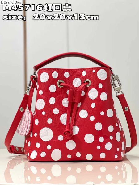 

l bag m45716 women's bucket bag red dot pattern shoulder bag handbag 0k5o, Black