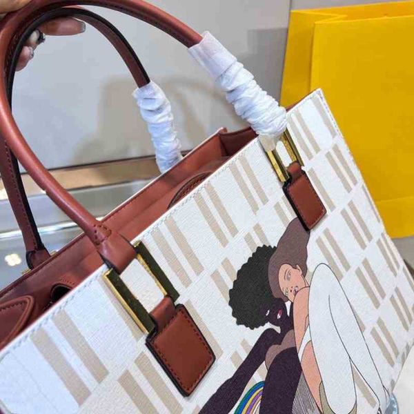 

tote designer handbag women letter print luxury shoulder bags leather crossbody female painted shopping bucket 220406