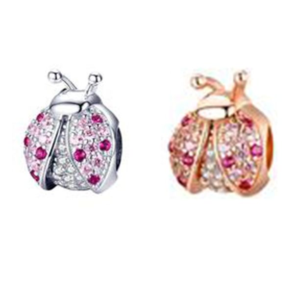 

fits pandora bracelets 20pcs rose gold ladybug insect charm bead fit pandora charms bracelet beads for 925 sterling silver jewelry making, Black