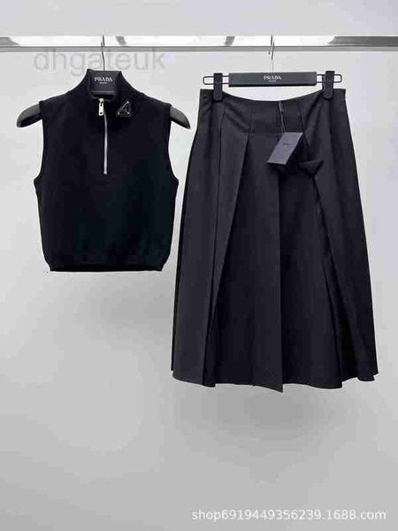 

skirts designer summer new wool open half skirt black grey triangle decorative mjre
