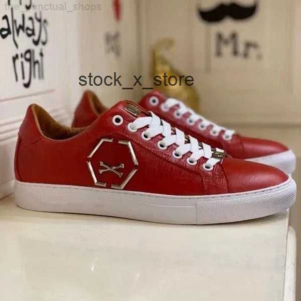 

shoes up sneakers men plein men leather lace philipps platform oversized sole fashion white luxury casual shoes printed size38-45, Black