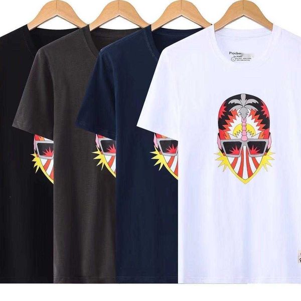 

psycho spring/summer bunny skull rabbit full patch round neck casual short sleeve t-shirt fashion brand pure cotton men's style ueqf, White;black