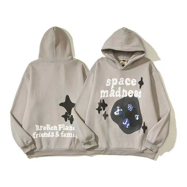 

broken planet hoodies graphic tee designer printed mens y2k hoody 3d foam graffiti letter sweater hip hop harajuku sweatshirts pullover wome, Black