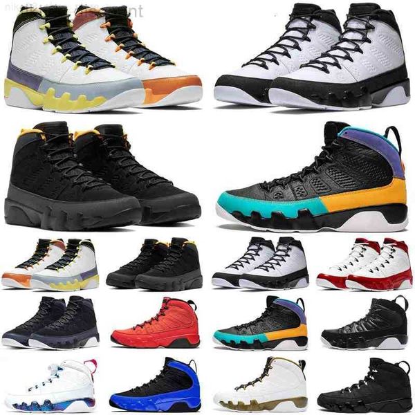 

fashion with box chile red 9 9s jumpman mens baskteball shoes university blue gold racer gym athletic men trainers sports sneakers size 7-13, Black