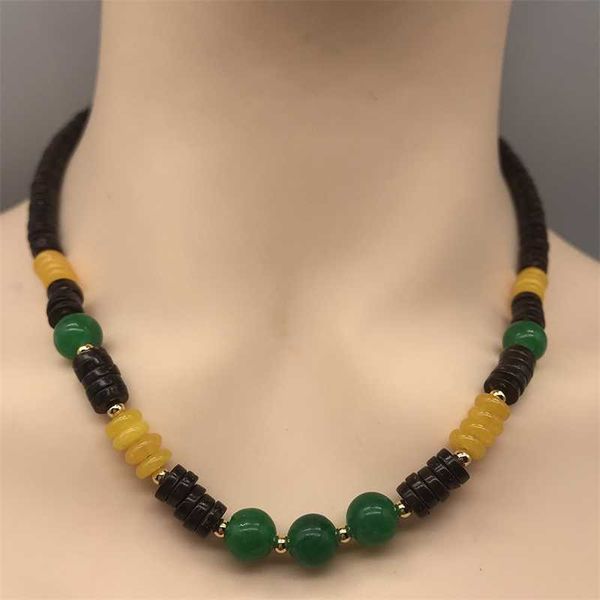 

beaded necklaces new fashion natural stone bead necklace men and women do not show steel jewelry pure coconut shell 230613, Silver