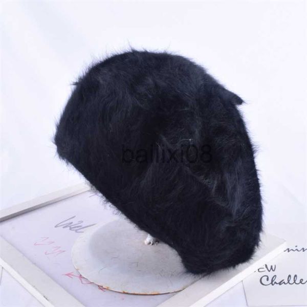 

stingy brim hats 1pcs women's elegant multicolor artist rabbit fur lapin newsboy beanie beret hat warm winter hat retro plain beret sol, Blue;gray