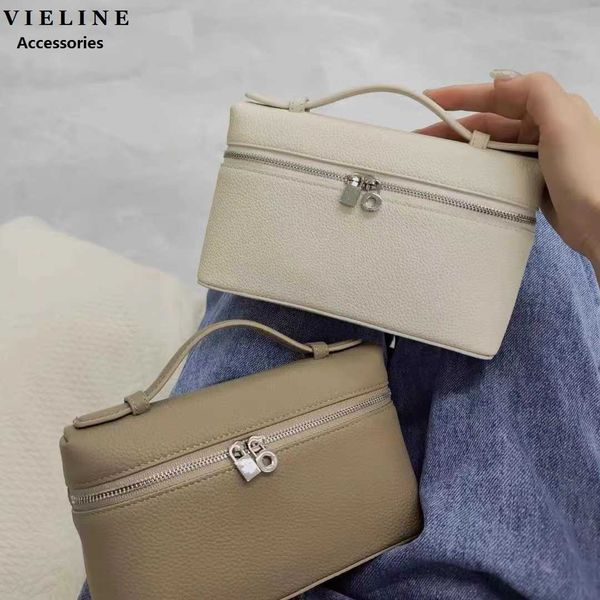 

lp loro piana new luxury women's handbag cowhide leather vintage makeup small square bag lady purse 230731