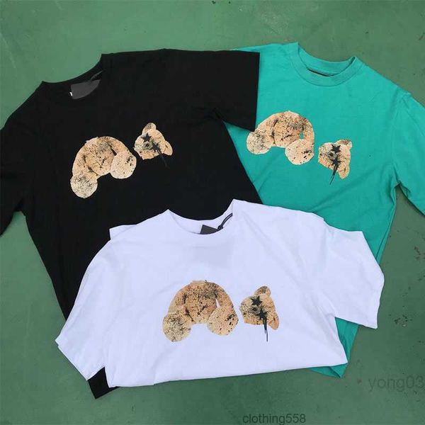 

men t shirt womens tshirt designer tees plams summer graphic tee shirts with colorful bear print female couple streetwear clothes107i, White;black