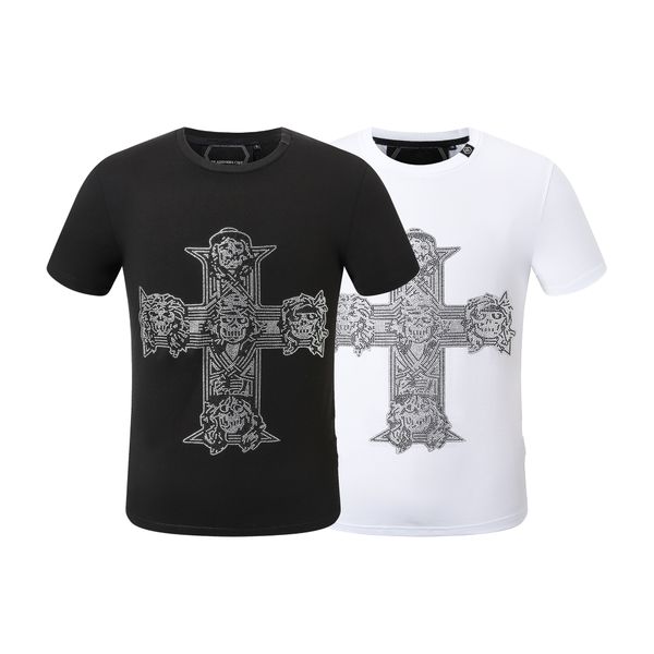 

new style phillip plain men t shirts designer pp skull diamond shirt short sleeve dollar brown bear brand tee skulls t shirt p2075, White;black