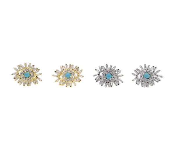 

baguette cz firework evil eye stud earring pave cubic zirconia turquoise gemstone elegance gorgeous lucky women jewelry7918813, Golden;silver