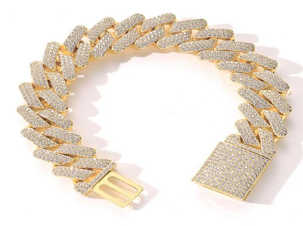 

20mm diamond miami prong cuban link chain bracelets 14k white gold iced out icy cubic zirconia jewelry 7inch 8inch 9inch cuban bra3991468, Black