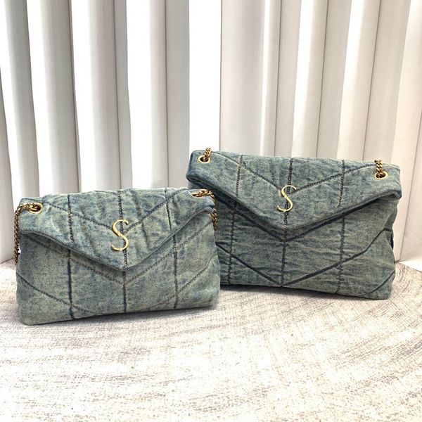 

jumbo capacity women denim shoulder bag light blue quilted adjustable chain luxury handbag outdoor travel crossbody designer bag pochette ve