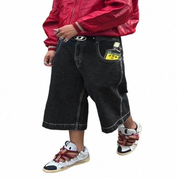 

men039s shorts bermuda for men hip hop baggy fit short homme pantalones cortos de hombre summer wide leg loose cropped denim pa8021741, White;black