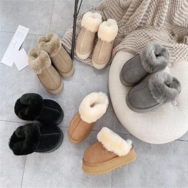 

man women increase snow slippers soft comfortable sheepskin keep warm slippers girl beautiful gift transshipment with card dust bag, Black