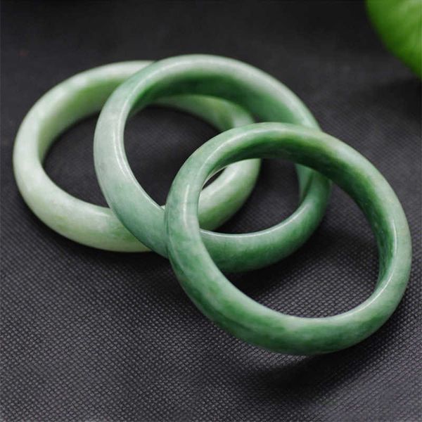 

2023 new wholesale women jade bangle natural stone bracelet light green jade bangles for gift, Green;white