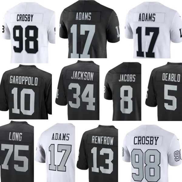 

football jersey 34 bo jackson 24 charles woodson 17 davante adams 98 maxx crosby 10 jimmy garoppolo 8 josh jacobs 13 hunter renfrow 5 divine, Black;red