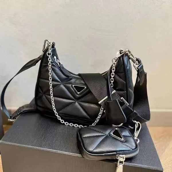 

women crossbody bags hobo 2pcs designer luxury fashion tote silver chain handle handbags shoulder bag blue white black handbag messenger pur