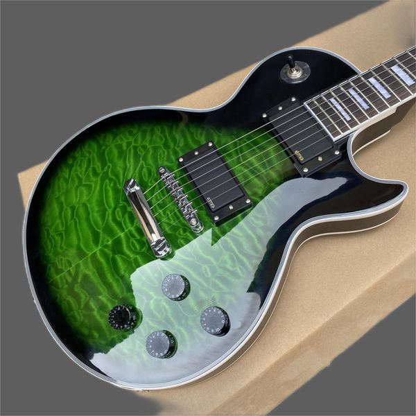

lp custom electric guitar emg active pickup, green flower water ripple body, rosewood fingerboard,