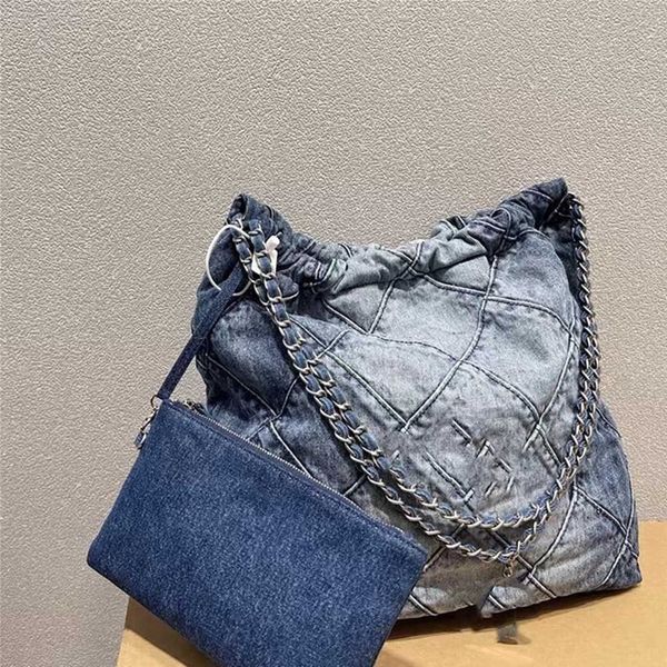 

luxury brand cc denim shoulder bags classic jean shopping totes 23 bag with purses inside silver chain hardware new casual handbag