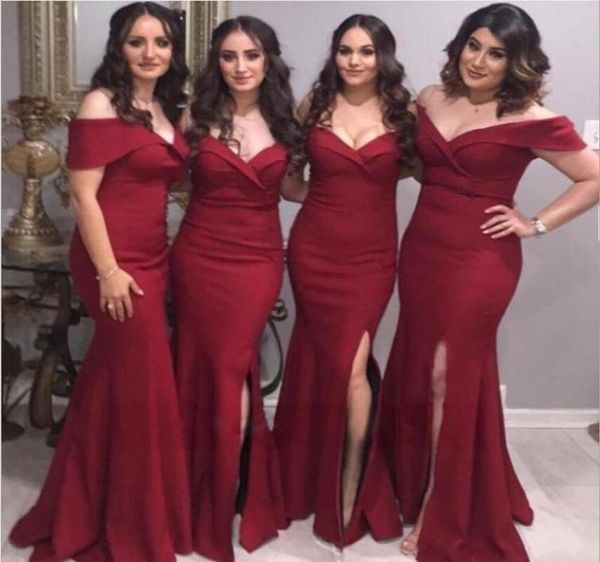 

casual dresses off the shoulder slit sheath bodycon womens dress evening party elegant maxi split burgundy long8907614, Black;gray
