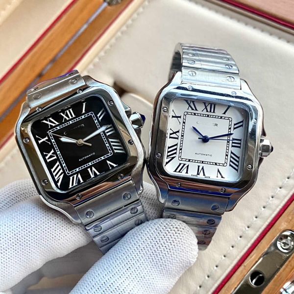 

classic elegance wrist watch santos women men watches vstd mechanical movement motre prx de luxe with box, Slivery;golden