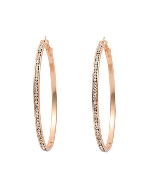 

hoop huggie 2021 fashion earrings clear crystal big circle gold color plated loop for women ladies jewelry accessory49700393869846, Golden;silver