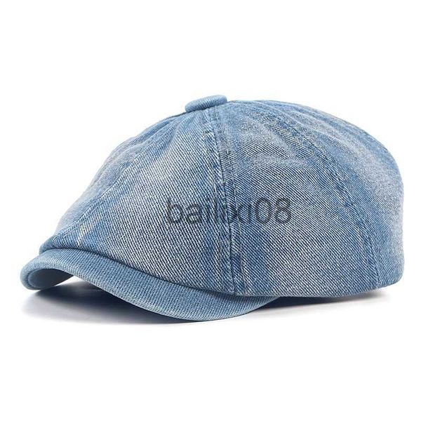 

stingy brim hats cotton denim beret hat men women 2023 fashion spring vintage boinas para hombre peaky blinders newsboy flat caps octagonal, Blue;gray