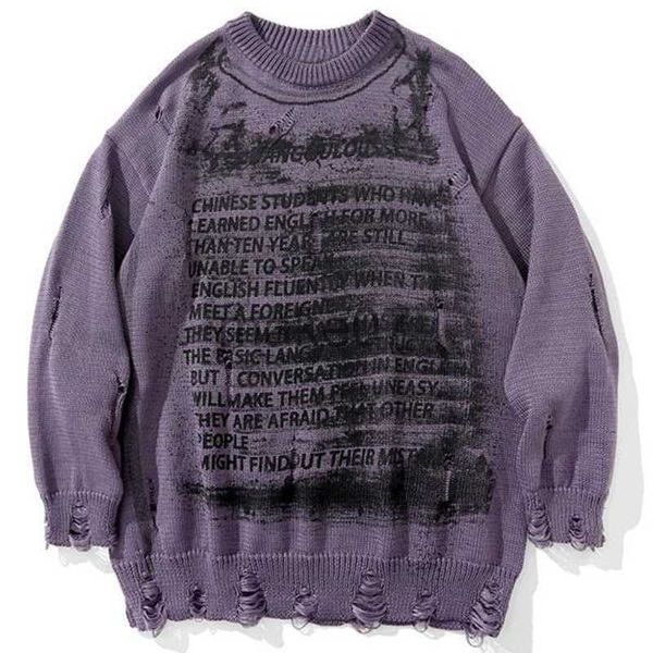 

men's sweaters retro vintage sweater black loose hip hop streetwear letter pullovers men clothing harajuku fashion male casual knitwear, White;black